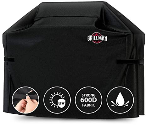 Grillman Grill Abdeckhaube Gasgrill Grillabdeckung Regendicht BBQ Abdeckung Cover Schutzhülle Haube Staubdicht Grill Abdeckplane Grillschutz 152 x 71 x 112cm - Schwarz