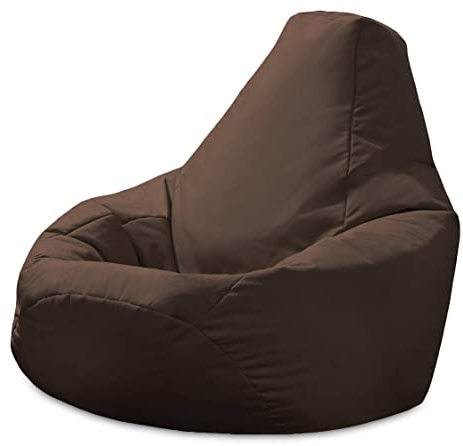 Beautiful Beanbags - Adult Highback Beanbag Chair, Water-Resistant - Brown | Large Lounge or Gaming Chair for Indoor/Outdoor Use, Manufactured in the UK