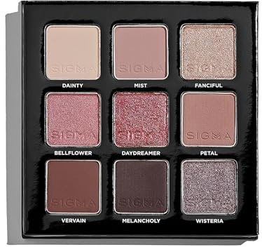 Sigma Beauty On-the-Go Eyeshadow Palette - Hazy - 9 Bold Eyeshadow Shades in Matte, Shimmer and metallic Finishes - Highly Pigmented Vegan Eye Makeup Palette - Clean Beauty Products