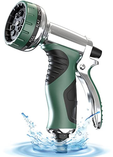 Hose Pipe Spray Gun Metal Garden Hose Nozzle with 9 Patterns Garden Hose Spray Gun for Hose Pipe for Watering Plants Washing Cars Pets