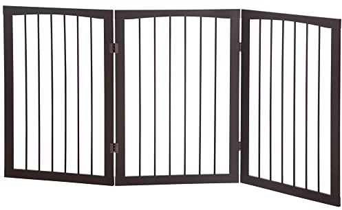 PawHut Stair Gate Foldable Dog Gate Freestanding Safety Fence 76cm Height | 3 Panel, Dog Door Fence, Pet Barrier