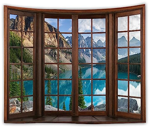 WANLIAN GTCH (14) - Arazzo da parete con paesaggio, motivo foresta, per casa, ufficio, dormitorio, decorazione per interni ed esterni, 150 x 150 cm (larghezza x lunghezza)