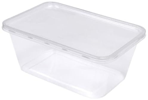 Lot de 25 récipients alimentaires en plastique de 1 000 ml avec couvercles | Sans BPA | Qualité alimentaire | Passe au micro-ondes, au lave-vaisselle et au congélateur | Boîte à déjeuner de cuisine