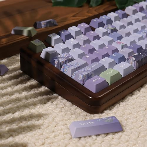 152 Keys Cherry Profile PBT Dye Sub Keycaps - Purple Blossom Keycaps Set
