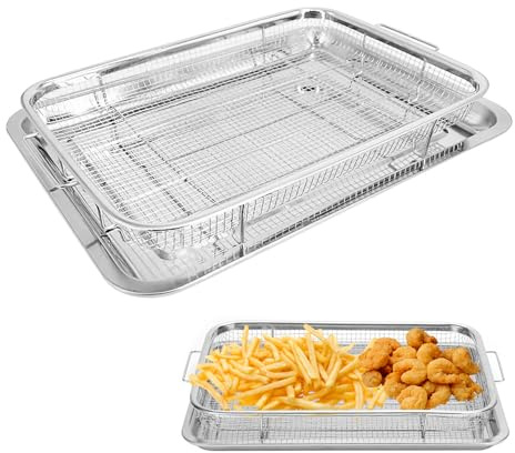 2-i-1 bakplåtar, galler, kvadratisk, stor, luftfrys, ugnsgaller, bakplåt för ugn och spis, stor ugnsplåt, kakplåt och kakgaller i rostfritt stål