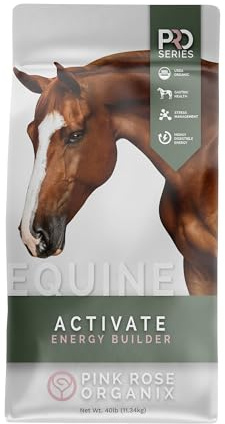 Pink Rose Organix PRO Series Activate Energy Builder Equine Feed, 40lbs - for Muscle Recovery, Gut, Cell & Body Health - Ideal for High-Intensity Performance Horses - USDA Organic & Soy-Free