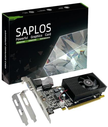 SAPLOS GT 730 4GB DDR3 128-bit, Dual HDMI, VGA, Low Profile Graphics Card, PC Video Card, Computer GPU for Working, Low Power, PCI Express x16, DirectX 11