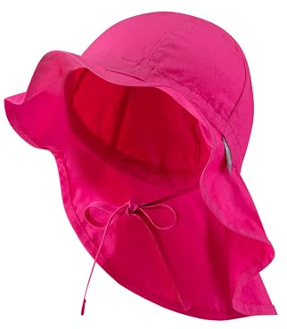 Sterntaler Sonnenhut - Mädchen Sommerhut - UV-Schutz 50+ Mütze mit breiter Krempe und Größenregulierung - Nackenschutz - Bindebänder - Baby Kinder Kopfbedeckung aus Popeline (Bio) - magenta, Größe 45