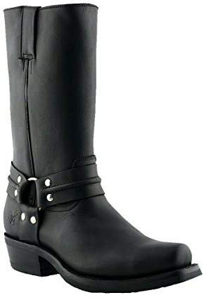 Slipmaskiner unisex Renegade svarta läder cowboy western biker-stövlar 11, Svart, 43.5 EU