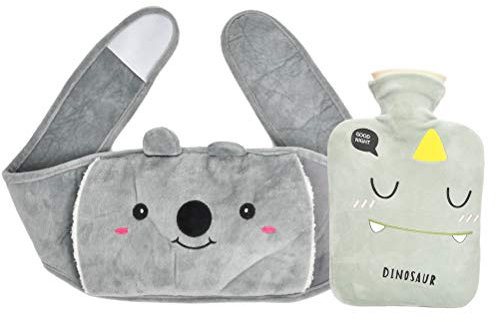 TIMESETL Hot Water Bottle, Rubber Warm Water Bag,Hot Water Pouch with Soft Plush Hand Waist Warmer Cover for Pain Relief from Arthritis,Headaches, Hot and Cold Therap Soft Fluff,Warm Gift in Winter