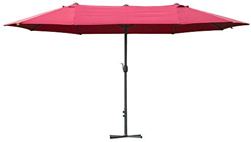 Outsunny 4.6m Garden Parasol Double-Sided Sun Umbrella Patio Market Shelter Canopy Shade Outdoor with Cross Base – Red