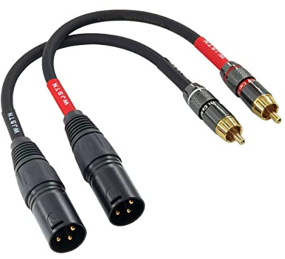 Suanqi RCA to XLR Cable, XLR Male to RCA Male Audio Adapter Cable, 4N OFC 20AWG Shielded Twisted Pair Oxygen-Free Copper Braid Conductors, 2Pack (8 inches)