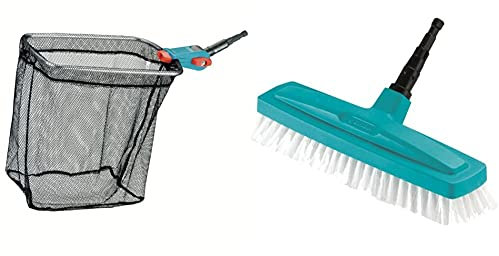 Gardena combisystem-Teichreiniger Vario 2: Teich-Kescher inkl. grob- und feinmaschigem Netz & combisystem-Schrubber: Optimales Werkzeug für die Reinigung im Haus, 30 cm Arbeitsbreite