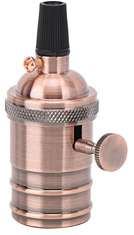 Tissting Portalampada Vintage E27, Elegante Portalampada con Interruttore Integrato, Lampada a Sospensione, Kit di Riparazione in Metallo Antico per Casa e Ufficio