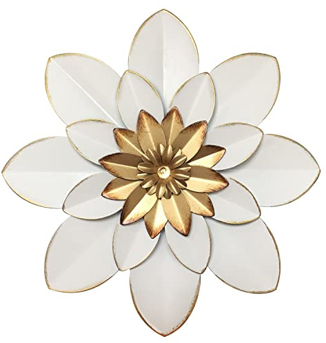 Metall blomma väggkonst dekor, 24 cm rustik modern blommig skulptur, nödställd järn vägg hängande heminredning accent konstverk för inomhus kök sovrum vardagsrum kontor utomhus trädgård uteplats | Modern blommig skulptur, nödställd järn vägghängande heminredning, inomhus kök sovrum vardagsrum, utomhus trädgård