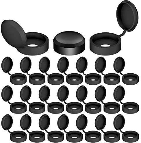 AIEX 100pcs Plastic Hinged Screw Cover Caps - Black Folding Caps for Covering Screw Heads and Protection (S)