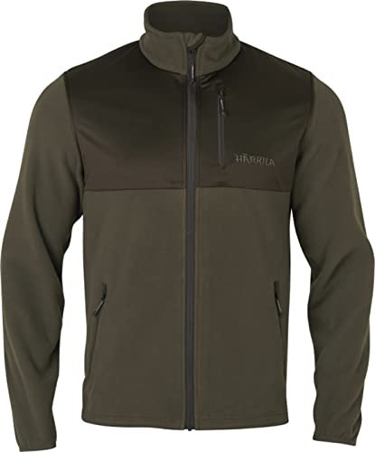 Härkila Steinn Fleecejacke Grün und Braun - Outdoorjacke für Jäger mit Brusttasche und hohem Kragen, Farbe:Grün, Größe:M