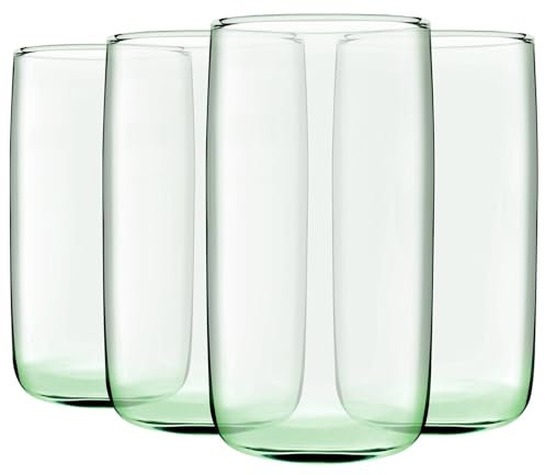 Pasabahce Aware Iconic Recycled Stacking Highball Glasses - 365ml - Green - Pack of 4 - Water Glasses Dishwasher Safe Drinking Glass Cups for Drinking Water, Juice