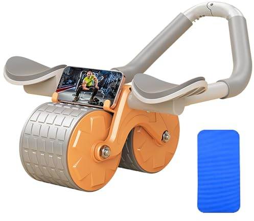 Roue abdominale à rebond automatique, roue d'exercice avec support de coude, roue d'exercice abdominale, équipement d'exercice de base pour fitness, salle de sport à domicile, rouleau silencieux,