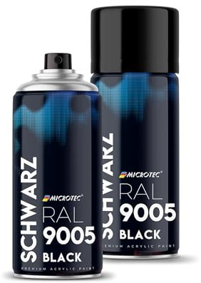 MICROTEC® Sprühlack | 400ml | hochwertiges Acryllackspray | matt oder glänzend | Sprühfarben für Metall, Holz, Kunststoff u.v.m. | große Farbauswahl (Schwarz matt - RAL 9005)