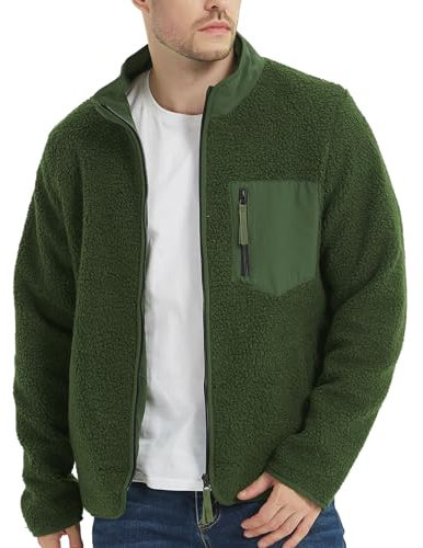 Faserpelzjacke Herren Herbst Winter Fleece Fleecejacke Teddyfleece Jacke Gefüttert 4XL Felljacke Wolljacke Outdoor Vintage Teddy Jacke Sweatjacke Thermo Fell Arbeitsjacke Hausjacke