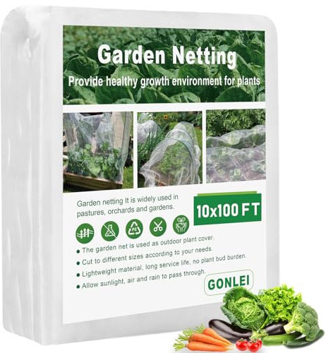 GonLei Gartennetz, 3 x 30 m, Gartennetz, Moskitonetz, Pflanzenabdeckung, Schutz, Bildschirm, Gemüse, Reihenabdeckung, Heidelbeernetz, Sträucher, Obst, Baum, Blumen, Garten, Absperrnetz