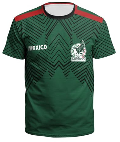 YuanDiann 2024 Europea/America Calcio Coppa Magliette Tifosi Fare Il Tifo Sport Casual Uomo Donna Bambini Bandiera Nazionale Stampa Manica Corta Asciugatura Veloce T Shirt Messico XS