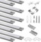 Efishine 10 Pack LED Profile Aluminium 10 x 1 m, U-Shape Aluminium Profile with Milky Cover for LED Strips, End Caps and Mounting Bracket for LED Strips, Very Easy Installation