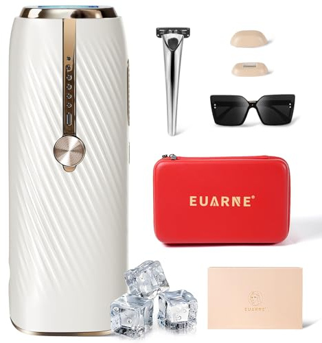 EUARNE Laser Hair Removal for Women and Man, IPL Hair Removal Painless, Permanent, at-Home Use Facial Hair Removal for Women, Dual Lights, Effective in 2 Weeks, Storage Bag for Travel