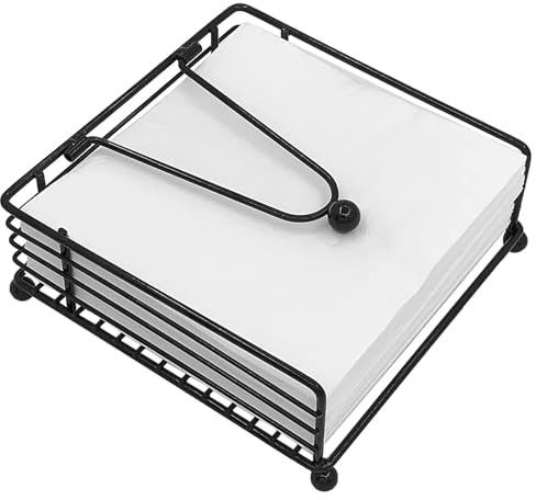 Napkin Holder, Metal Flat Napkin Holders with Weighted Arm, Black | Windproof, Sturdy Cast Iron, Modern Napkin Holder for Tables, Kitchen, Restaurant, Farmhouse, Dinner, Outdoor