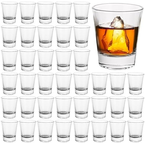 GBACHOOSE Set of 48 Shot Glasses, 60ml Classic Shot Glass with Heave Base, Clear Shot Cups Round Set for Cocktail Vodka Whisky
