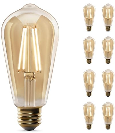 Feit Electric Vintage Exposed Filament Clear Glass LED ST19 with a Medium E26 Base Light Bulb - 60W Equivalent - 10 Year Life - 400 Lumen - 2100K Soft White - Dimmable | Original Vintage
