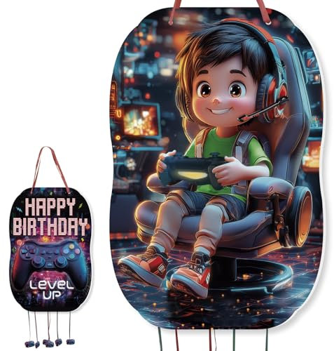 Trookee - Piñata anniversaire d'enfant Gamer - Décoration d'anniversaire pour enfant - Grande pinata à remplir de friandises et cadeaux pour garçons et filles - Friandises - Gamer Pinata