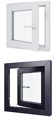 Ventana de PVC bicolor – Triple acristalamiento – Tirante izquierdo – Blanco y antracita. – LxH: