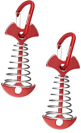 BESPORTBLE 2 Piezas Gancho De Resorte De Espina De Pescado SOGA Pabellón Mosquetón Carpa Equipo Tachuelas Clip De Piscina Alto Apuestas Lona De Pie Accesorio Largo Aleación De Aluminio Rojo