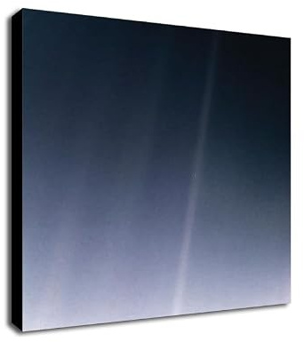 Earth - Pale Blue Dot - NASA Voyager Art Print - Wrapped Framed Canvas Wall Art (10 x 10 inch / 25cm x 25 cm)