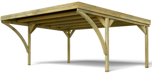Forest Style - Cochera Doble Victor Modern 30,9 m² (6,02 x 5,11 x 2,52 m) – Madera de Pino Tratada – Techo de Policarbonato – Aparcamiento Cubierto para 2 Coches – Estructura Robusta y Duradera