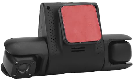 HELEVIA Cámara de Tablero de 380p de 3 Canales, Grabación de Video Clara, Grabación de Control de Aplicaciones WiFi de Bloqueo de Emergencia con Monitoreo de Estacionamiento de 24 H