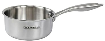 Fackelmann Vita3 Cazo Inoxidable 16 cm, Acero Inoxidable Triply con Triple Fondo Difusor, Sin Antiadherente, Sin PFA, Apta para Inducción, Gas, Vitro y Horno, Sellado Perfecto, Lavavajillas