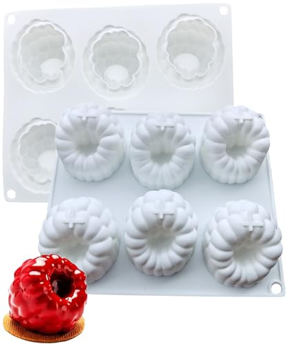 TAKONE - Silikonform för bakverk, 6 3D-håligheter för choklad, mousse, gelé, glass, återanvändbar, livsmedelsgodkänd (hallon)