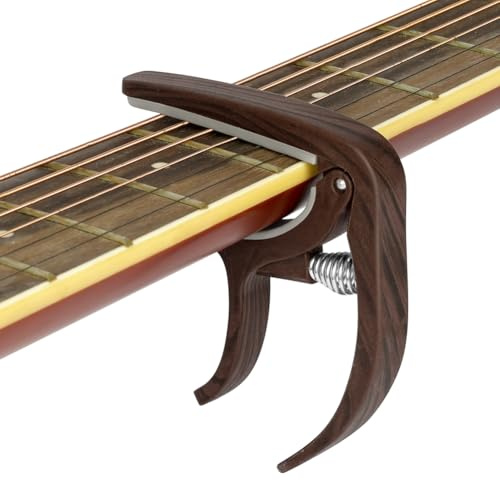 Aomig Kapodaster för gitarrstämmor gitarr tillbehör gitarr capo med 6 plektrum universell clip-on stämapparat exakt tuner för alla instrument gitarr ukulele gitarrtillbehör svart