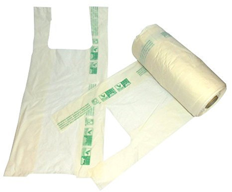 Lot de 200 enveloppes avec poignée 22 x 48 cm biodégradable composable sac à provisions en rouleau