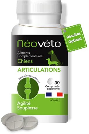 NÉOVÉTO - Articulations Chien - comprimés naturels - Arthrose Chien - Anti-inflammatoire - Actifs agréés par Les Services vétérinaires - Fabriqué en France (30 comprimés)