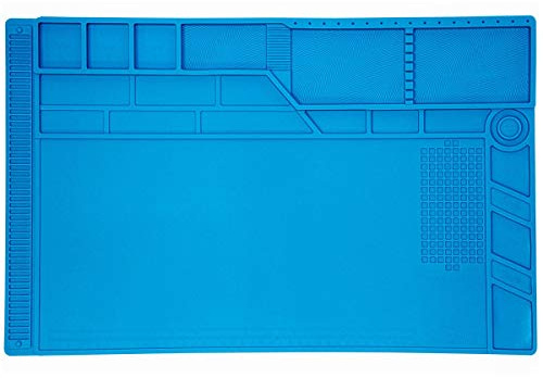 Minadax Alfombrilla de soldadura XXL, 55 x 35 cm, alfombrilla de silicona grande, 500 °C, resistente al calor, antideslizante