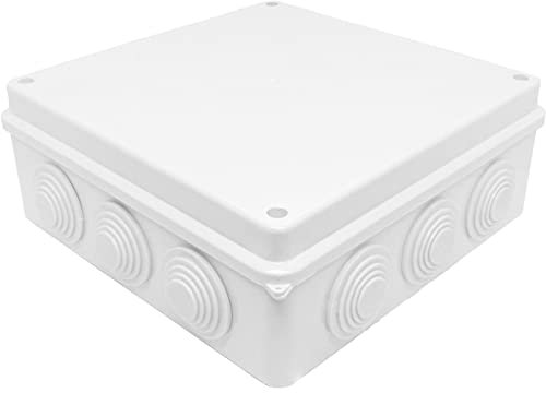 Lumonic Boîte de distribution blanche 200x200x80mm avec 12 ouvertures I Boîte de dérivation en saillie - IP65 I Boîte de jonction, boîte de serrage, boîte de dérivation pour intérieur & extérieur