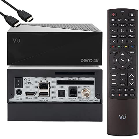 VU Zero 4K - UHD HDR Sat Receiver mit 1x DVB-S2X Tuner, E2 Linux Smart Receiver, YouTube, CI + Kartenleser, Media Player, HbbTV Mediathek, USB, Vu+ Zero 4K 1TB HDD PVR Kit + EasyMouse HDMI-Kabel