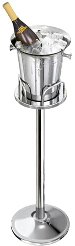 Secchiello per il ghiaccio con supporto, in acciaio inossidabile, contenitore per cubetti di ghiaccio, secchiello per vino, champagne, champagne, per feste, vino, birra, karaoke, bar, barbecue