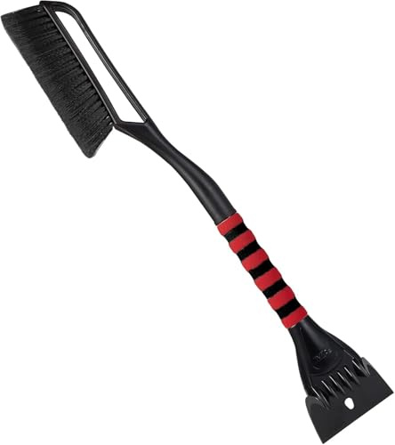 FOVAL 27 Ice Scraper Snow Brush, Wider Snow Scraper(4.73 Width) Snow Removal Car Brush with Comfortable Foam Grip for Cars, Trucks, SUVs, Windshield, Window - Winter Tool