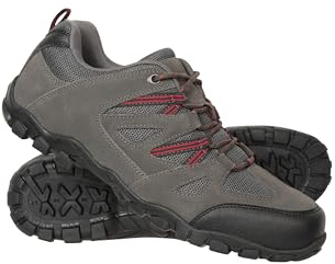 Mountain Warehouse Outdoor Mens Walking Shoes - Suede Mesh Upper Footwear, Cushioned EVA Footbed, Rubber Outsole -Spring Summer, Hiking, Camping, Travelling Dark Grey Adult Shoe Size 10