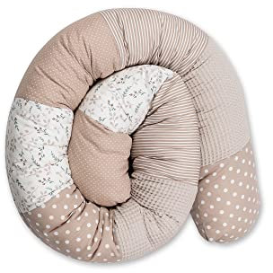 ULLENBOOM ® Baby Kuschelschlange 200x13 cm Sandblume (Made in EU) - Kuschelschnecke in vielen Farben und Größen, Bezug: 100% Oeko TEX Baumwolle, Kopfschutz für Wickeltisch